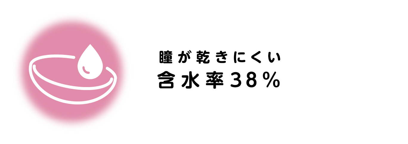 瞳が乾きにくい　含水率38％